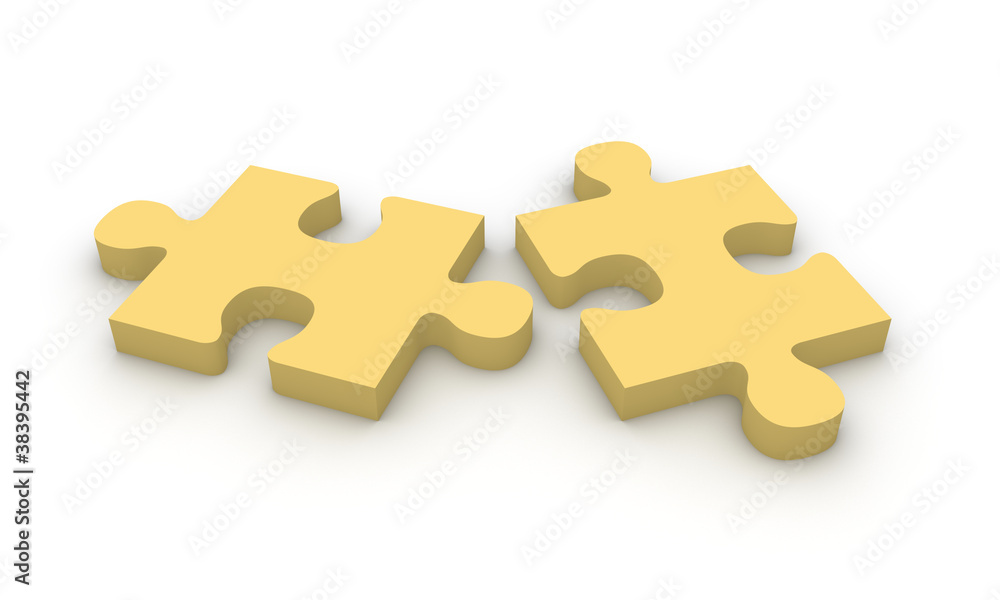 Two beige puzzle pieces Two beige puzzle pieces