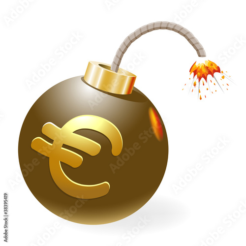 Ignited bomb with euro-symbol.