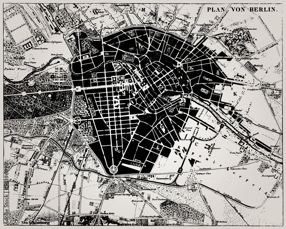 Obraz premium Historical map of Berlin, Germany.