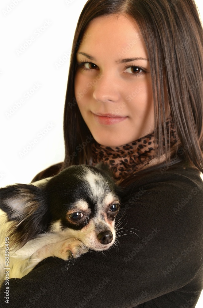 woman with puppy