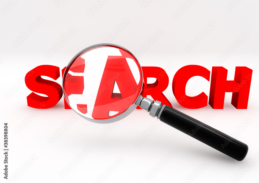 Mmagnifying glass on a search word Mmagnifying glass on a search word