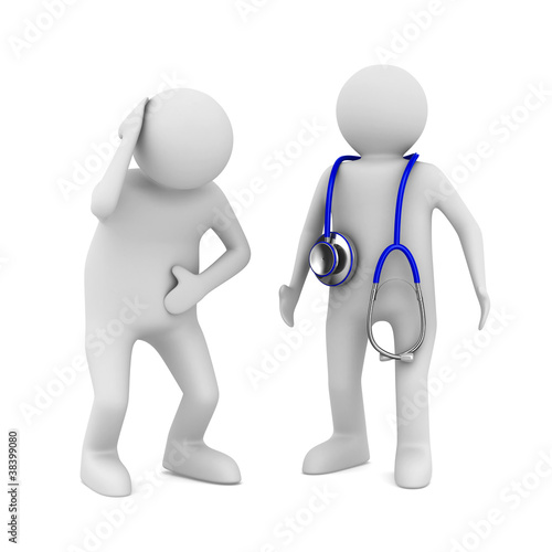 doctor and patient on white...