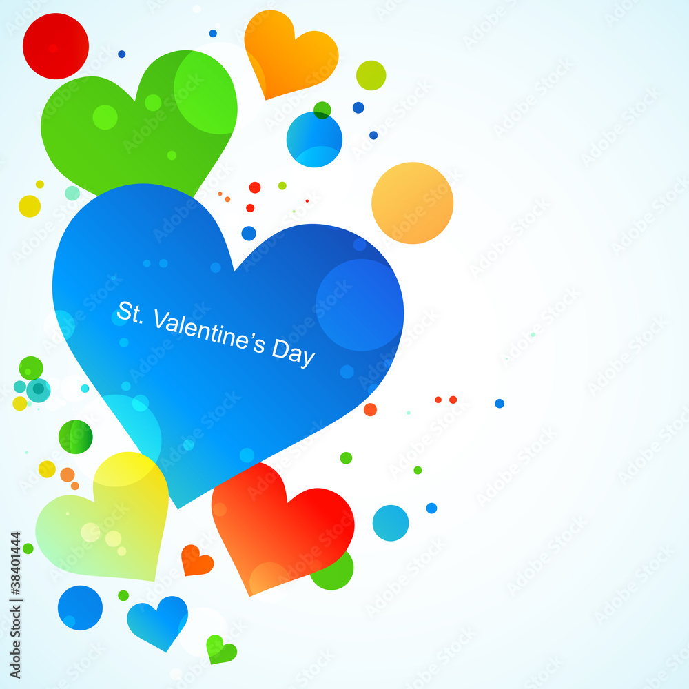 Valentines background with color hearts. Vector