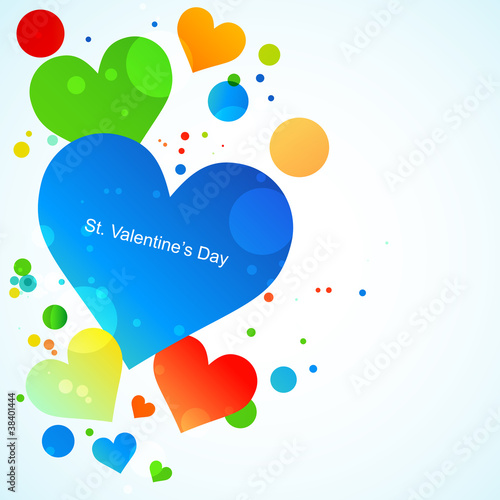 Valentines background with color hearts. Vector