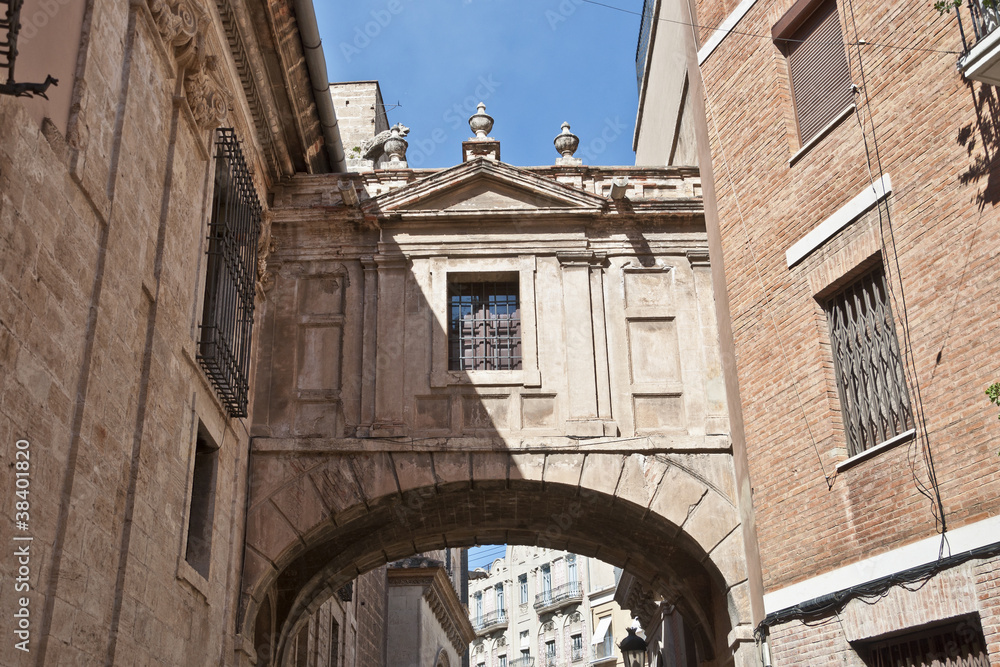 Fototapeta premium Old street in the historic city centre of Valencia, Spain