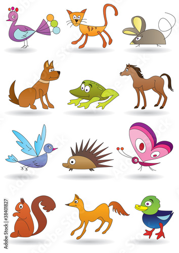 Toys with animals for kids icons - vector illustration
