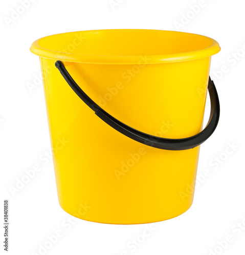 Yellow plastic bucket