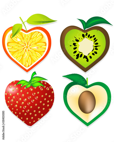 fresh fruit in the shape of heart