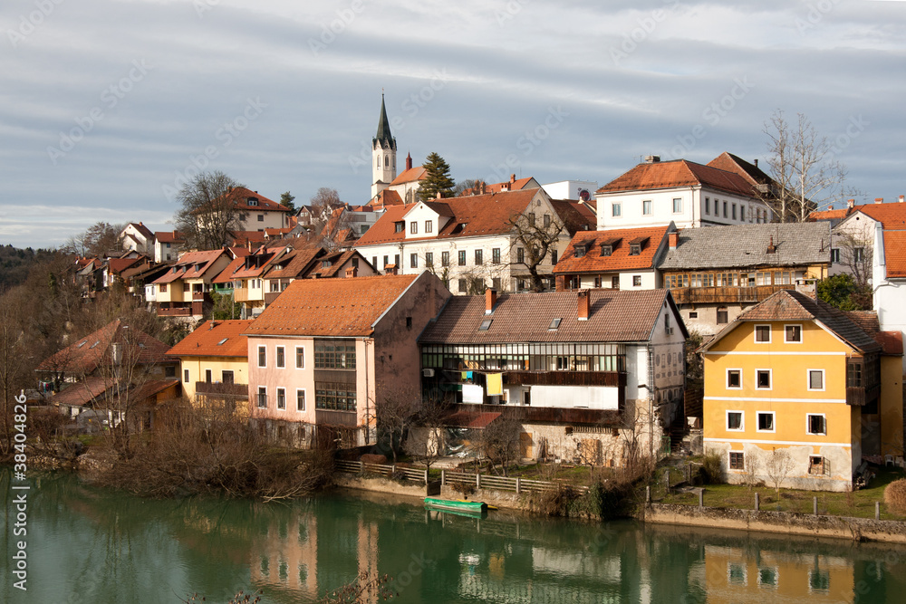 Slovenia - Novo Mesto riverside on Krka River Slovenia - Novo Mesto riverside on Krka River