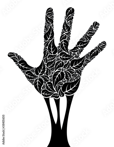 Hand tree made from leaf shapes vector.