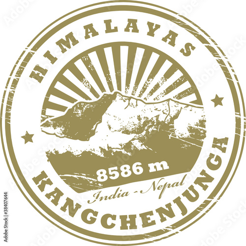 Stamp with the Mount Kangchenjunga, vector