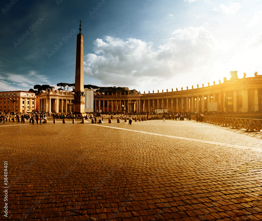 Saint Peter's Square, Vatican in sunset time