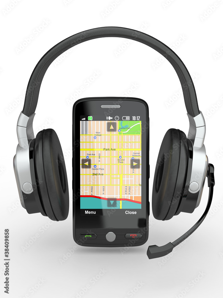 Supervisor. Mobile phone with headphones. 3d Supervisor. Mobile phone with headphones. 3d