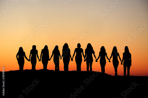 Obraz na plátně Woman friendship silhouette.