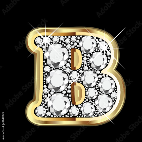 B gold and diamond bling