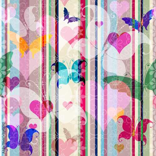 Striped seamless valentine pattern
