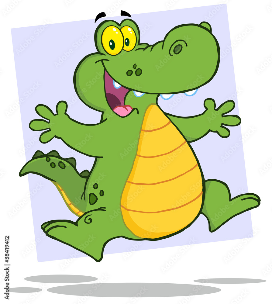 Naklejka premium Happy Alligator Or Crocodile Jumping