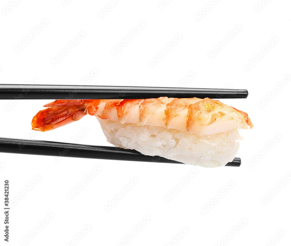 Sushi With Chopsticks on white background Sushi With Chopsticks on white background