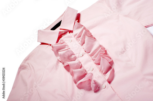 Shirt with pink jabot