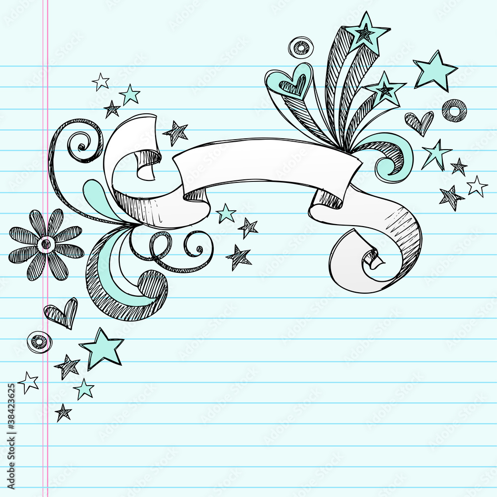 Scroll Ribbon Doodle Vector Design Elements