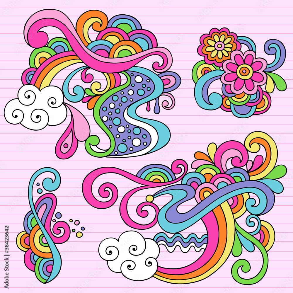 Abstract Psychedelic Clouds Doodles Vector Abstract Psychedelic Clouds Doodles Vector