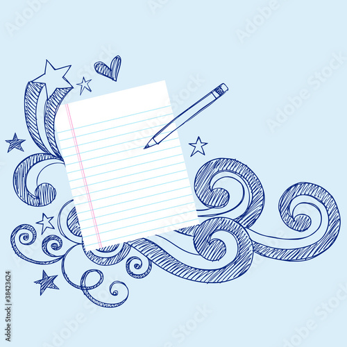 Pencil and Paper Writing Note School Doodle Page