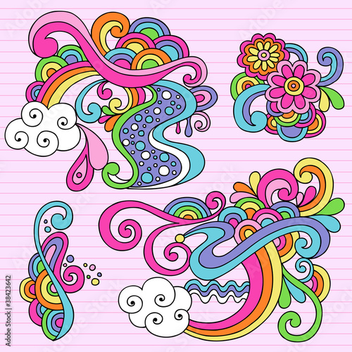 Abstract Psychedelic Clouds Doodles Vector