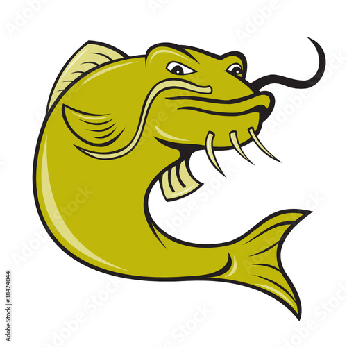 Angry Cartoon Catfish Fish