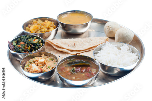 Traditional Indian Dinner Plate, Isolated, White