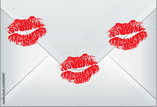 vector envelope sealed with woman kisses
