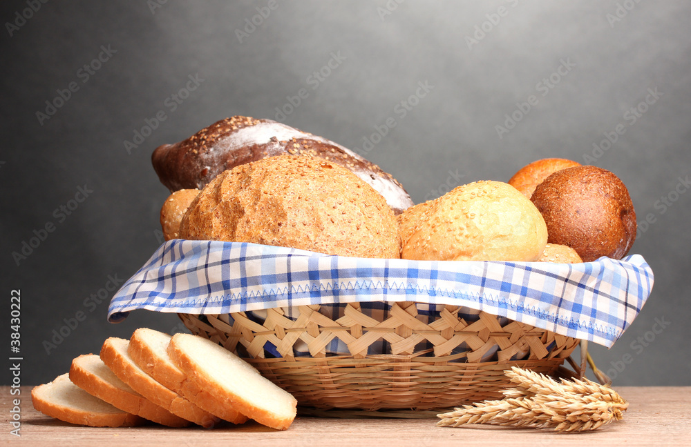 delicious bread in basket and ears delicious bread in basket and ears