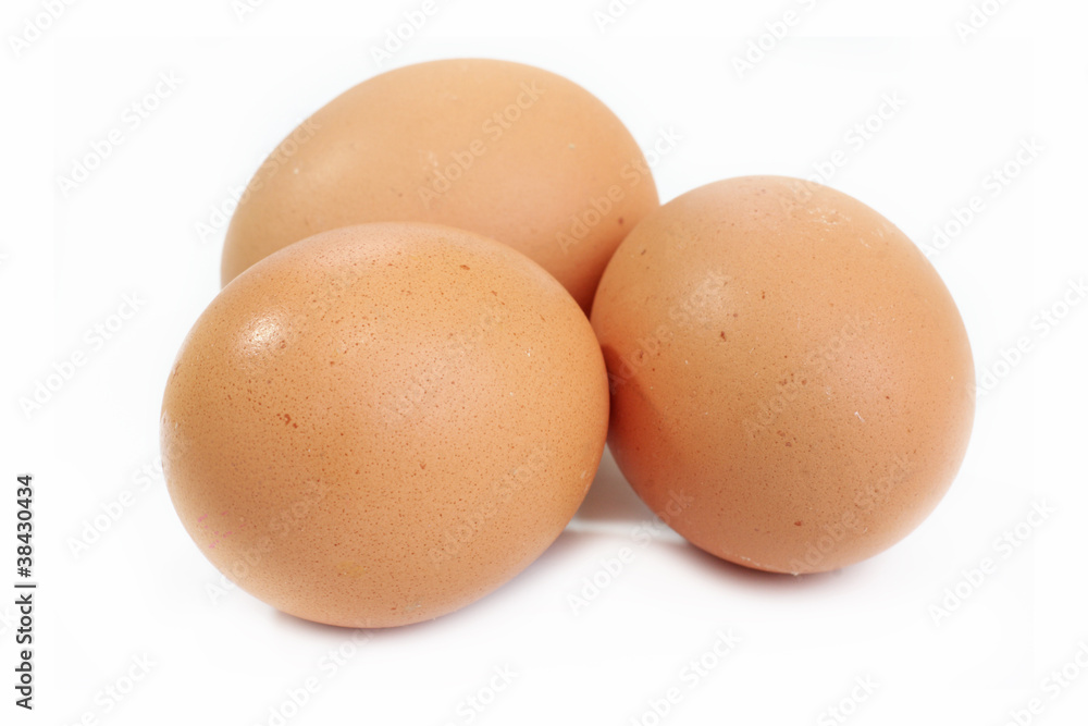 Three Eggs. Isolated On A White Background. Three Eggs. Isolated On A White Background.