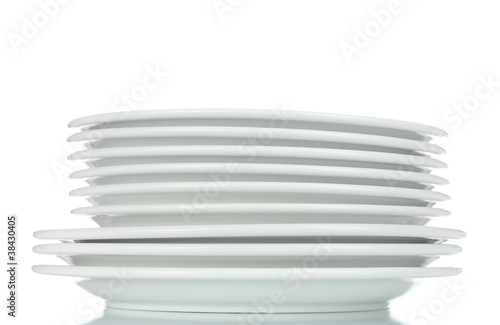 empty plates isolated on white