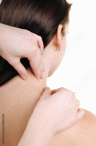 neck massage - a young woman
