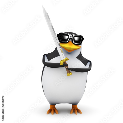 3d Penguin the barbarian strikes with his sword © Steve Young