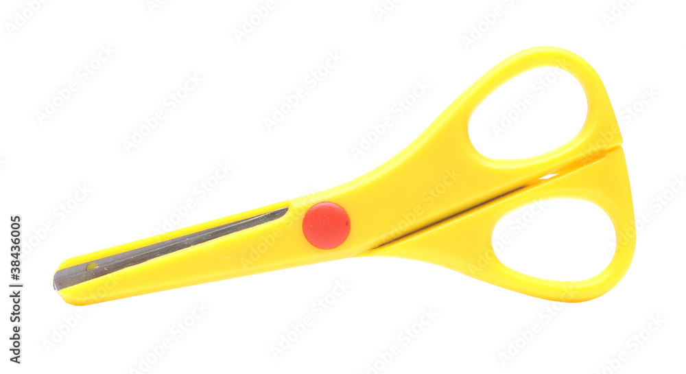 Yellow scissors isolated on a white background Yellow scissors isolated on a white background