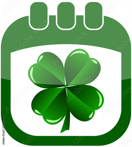 icon St Patrick Day in a calendar with shamrock