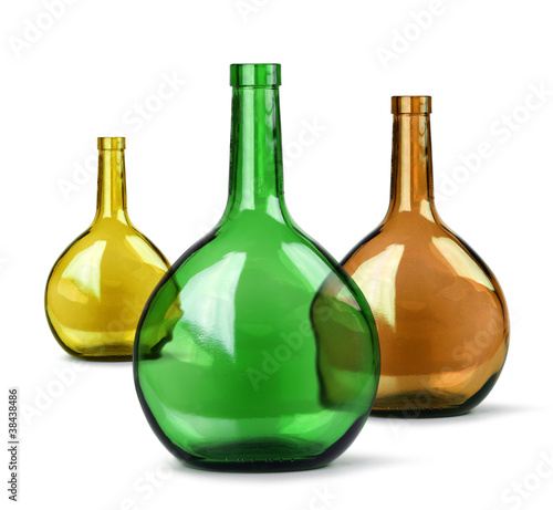 Exotic colorful glass bottles