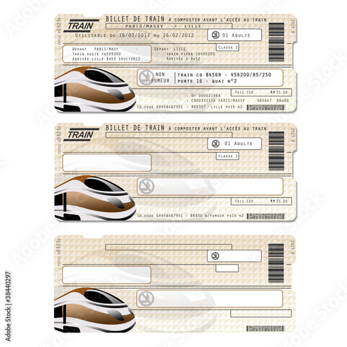 Billet de train modèle de carte
