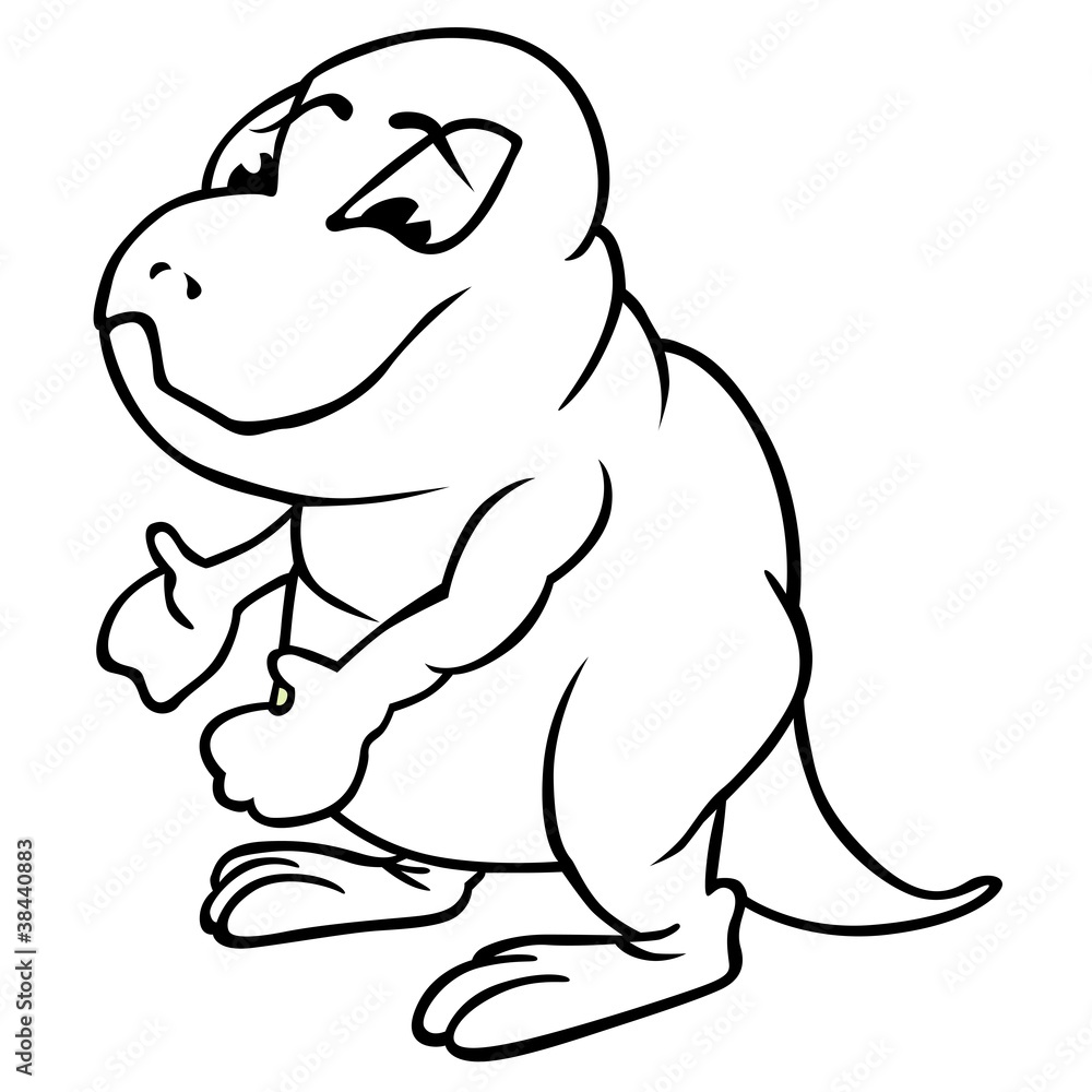 Brontosaurus - Black and White Cartoon Illustration