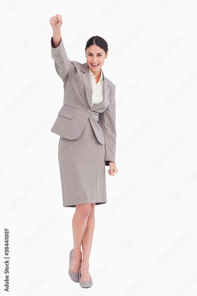 Young businesswoman celebrating success Young businesswoman celebrating success