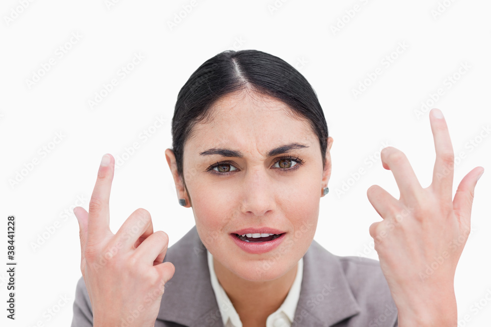 Close up of confused looking businesswoman Close up of confused looking businesswoman