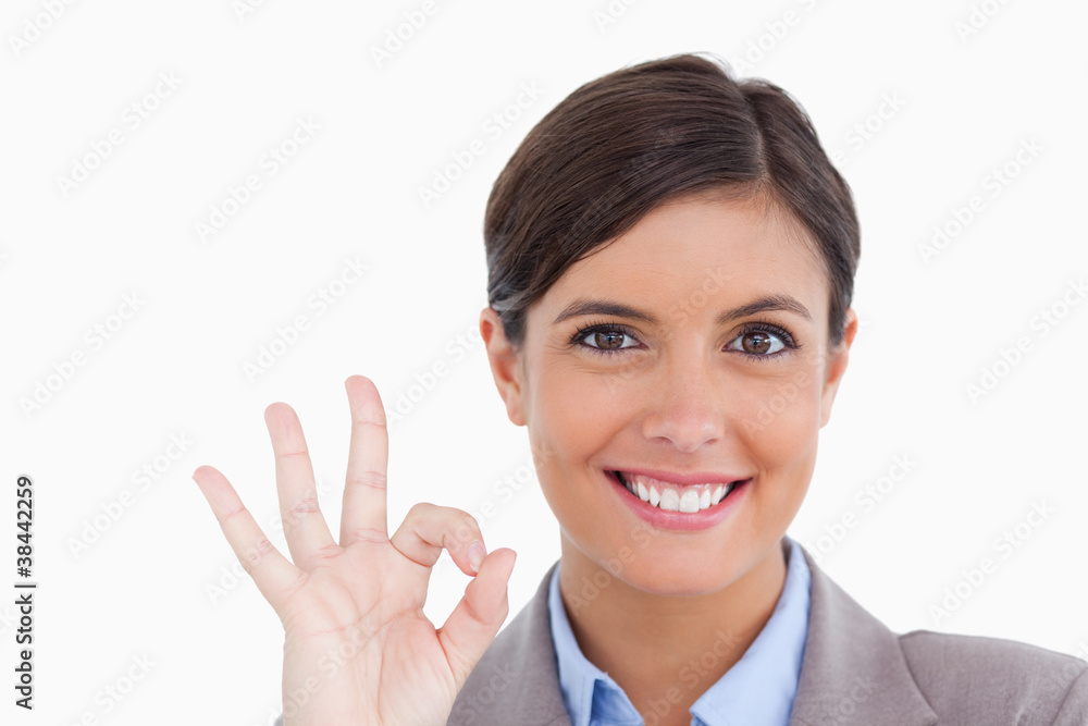 Close up of female entrepreneur giving approval Close up of female entrepreneur giving approval