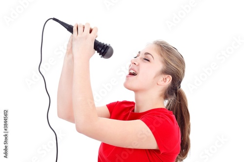 Karaoke girl singing