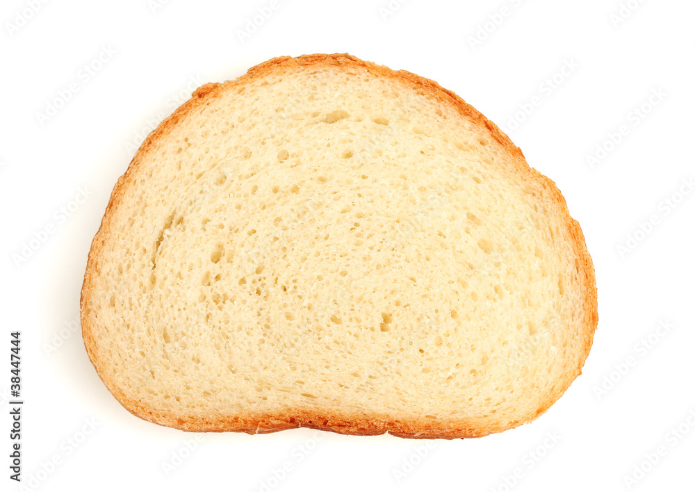 one slice of wheat bread isolated on white