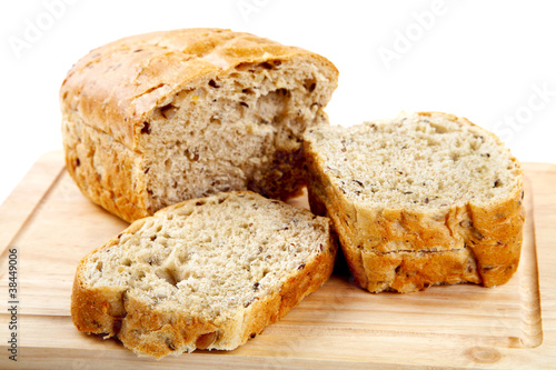 The cut loaf of bread with reflaction isolated