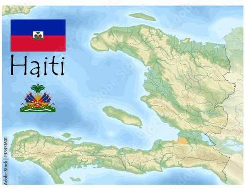 haiti caribbean map flag emblem