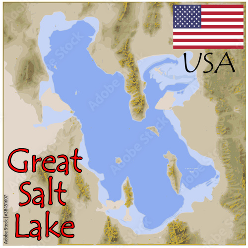 great salt lake usa map flag emblem