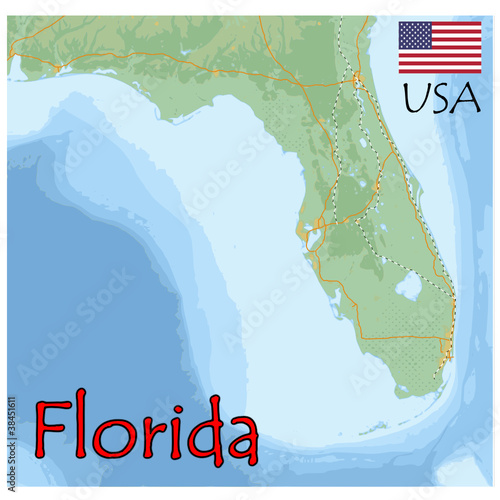 florida usa map flag emblem