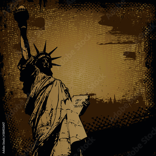 Statue of Liberty and retro scratch background